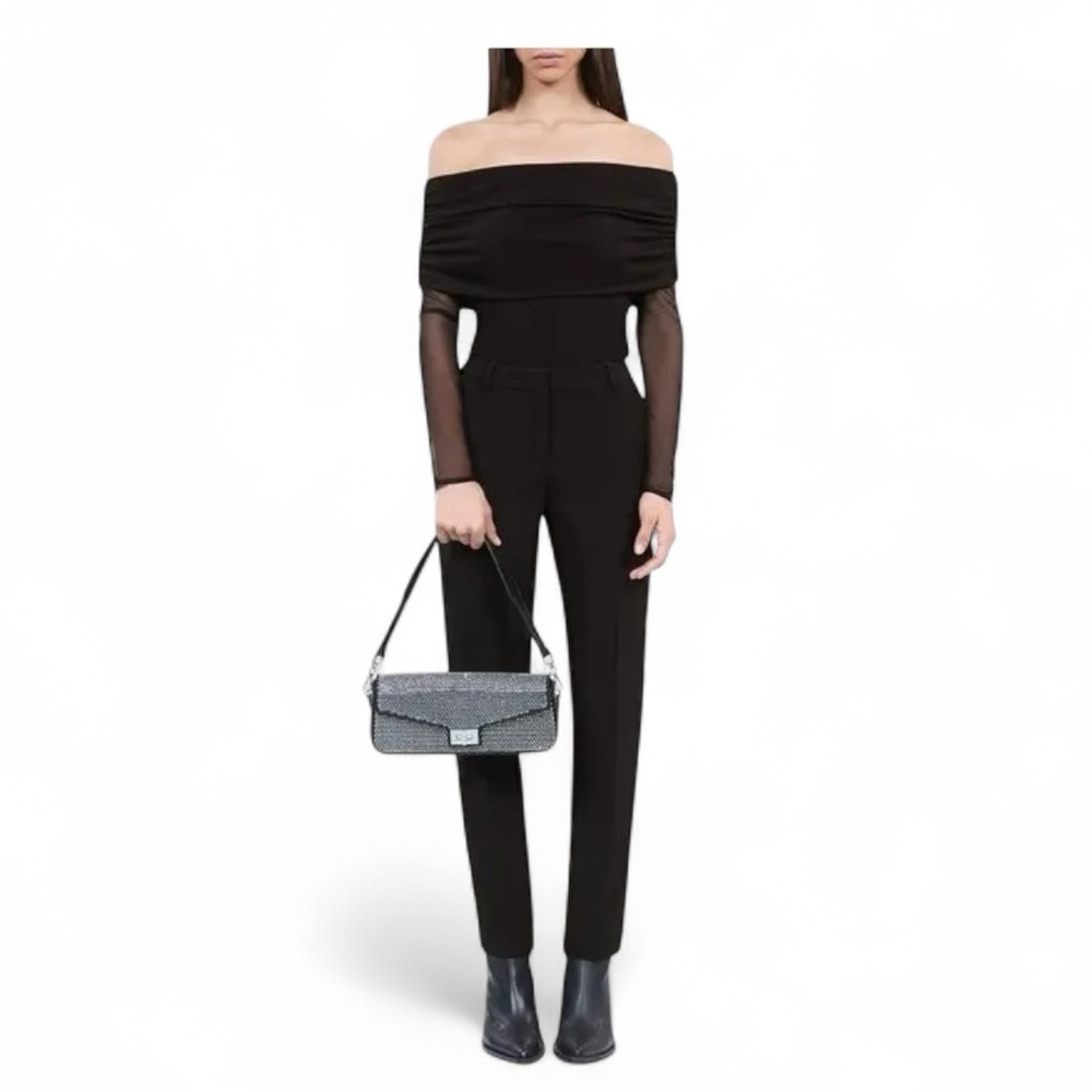 THE KOOPLES Ruched Mesh-Long Sleeve Top Size FR 2/ Medium US off the shoulder